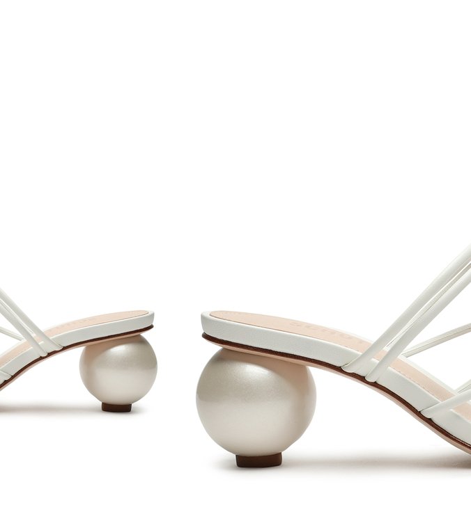 Sandália Mule Geometric Heel White Sandália Mule Geometric Heel White