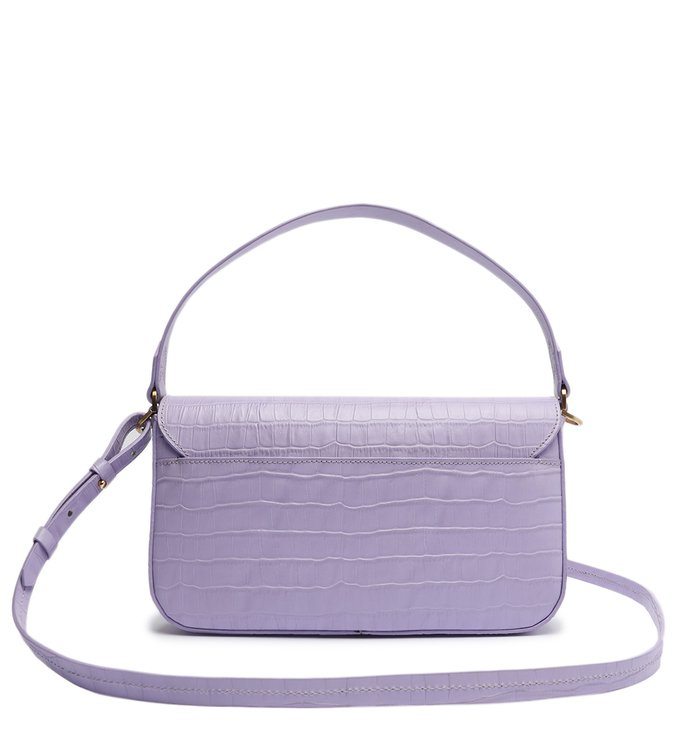 Bolsa Tiracolo Grande Ssnaps Couro Croco Lilás Bolsa Tiracolo Grande Ssnaps Couro Croco Lilás