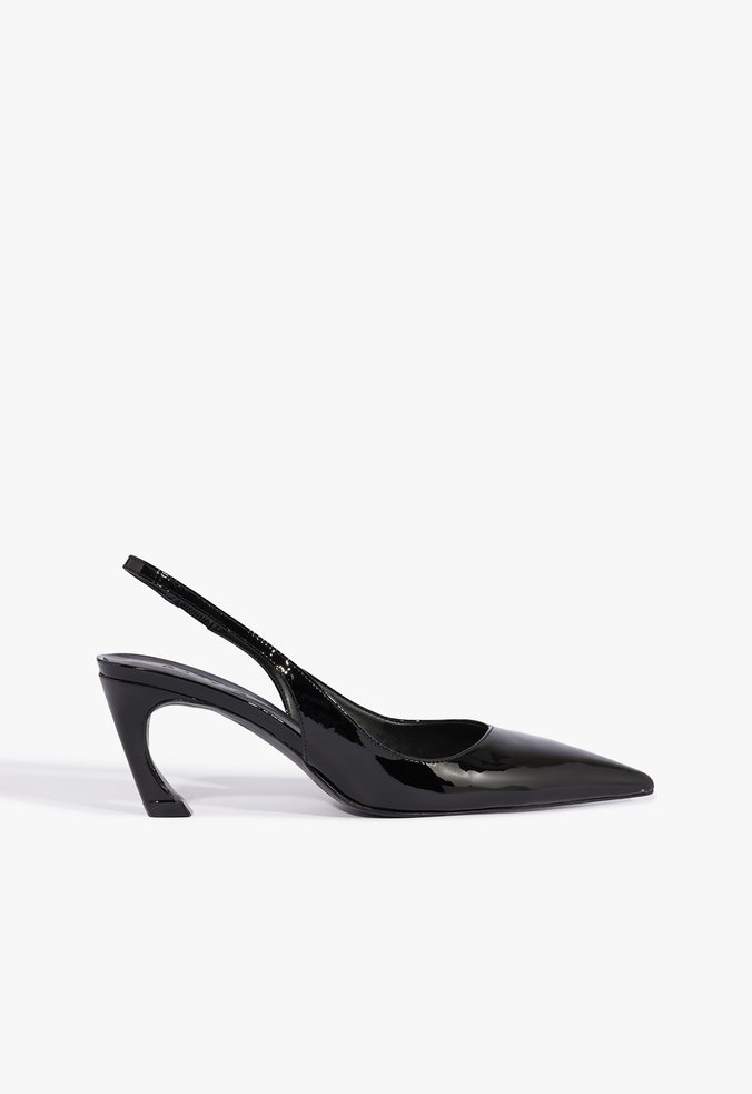 Scarpin Slingback Lexi Mid Verniz Preto