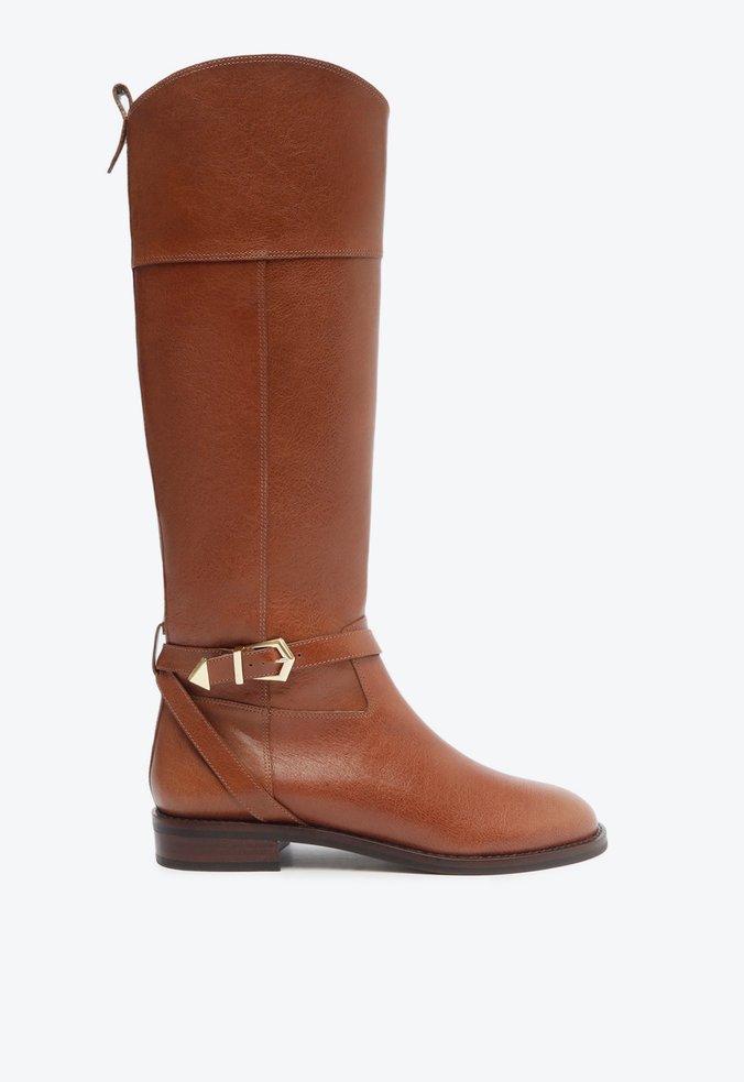 Bota Montaria Fivela Couro Marrom