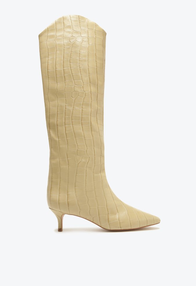 Vista 3 Bota Maryana Lo Couro Bege Schutz Nude Schutz Nude