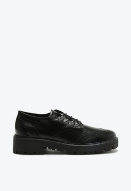 Mocassim Cadarço Tratorado Couro Preto
