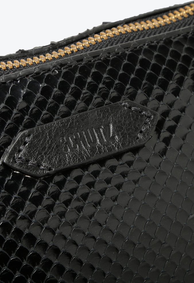 Bolsa Tiracolo Abby Couro Snake Preta Bolsa Tiracolo Abby Couro Snake Preta