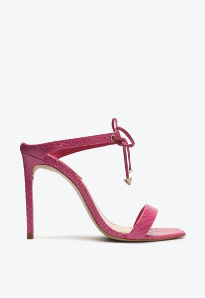 Sandália Mule Mavis Couro Snake Rosa | Schutz