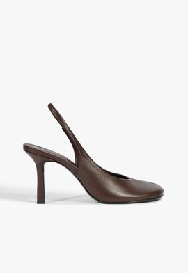 Sapato Scarpin Slingback Brigitte Sling Couro Marrom
