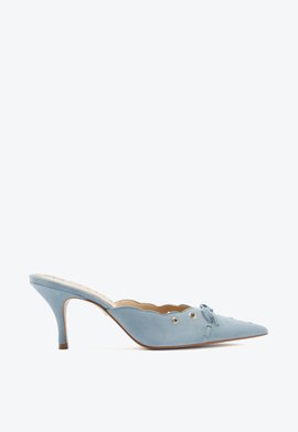 Sapato Mule Salto Alto Hilly Jeans Azul