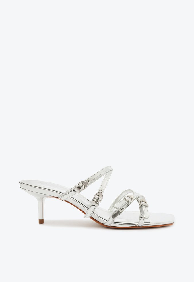 Sandália Mule Tiras Prata