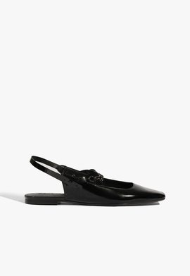 Scarpin Slingback Cool Flats Couro Preto