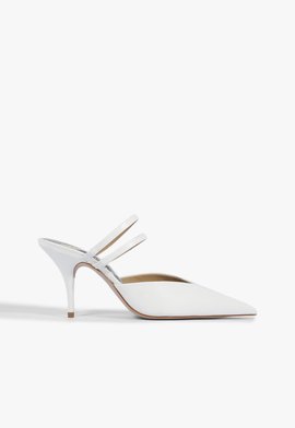 Mule Mid Heel Straps White