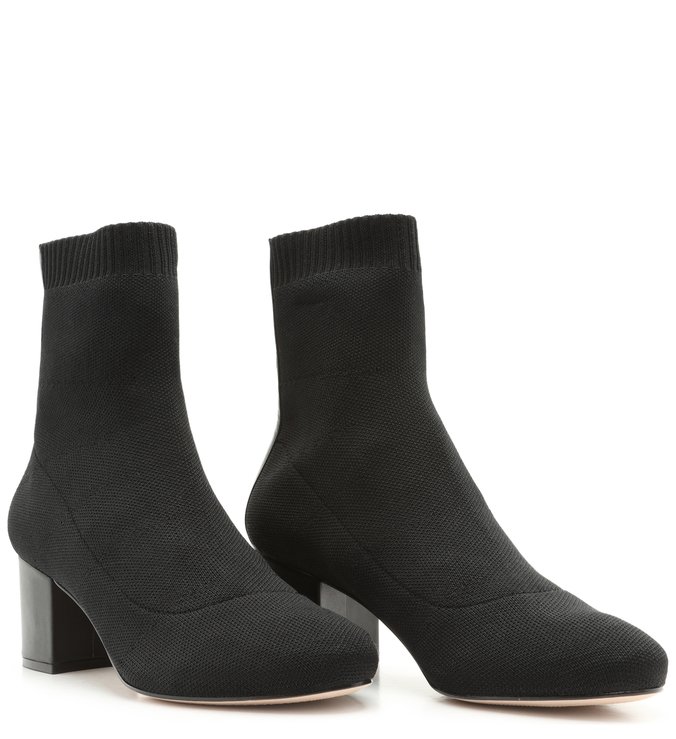 Bota Salto Bloco Knit Preta Bota Salto Bloco Knit Preta