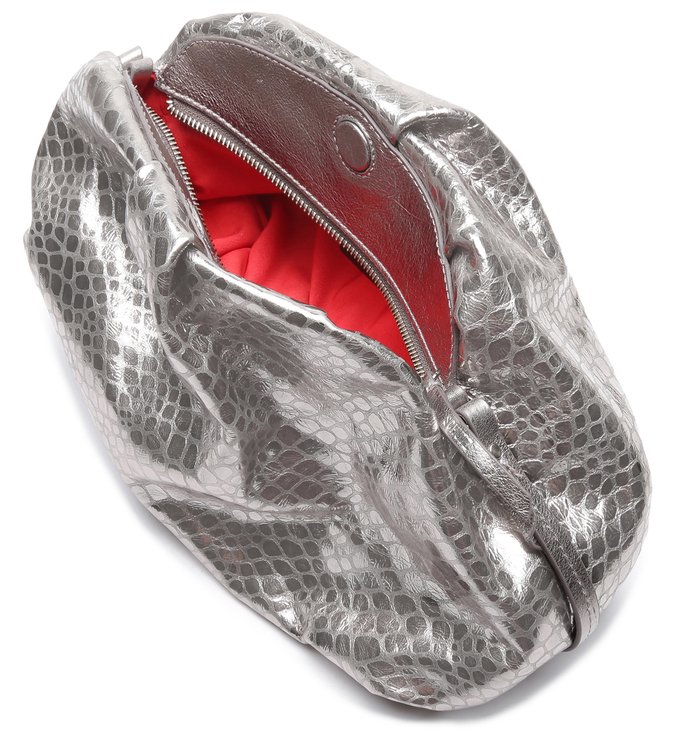 Maxi Clutch Avril Croco Metallic Prata Maxi Clutch Avril Croco Metallic Prata