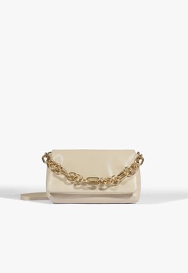 Bolsa Tiracolo Pequena Couro Corrente Bege