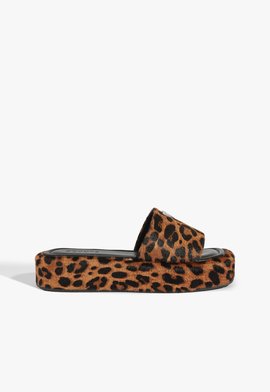 Papete Viena Plataforma Couro Animal Print