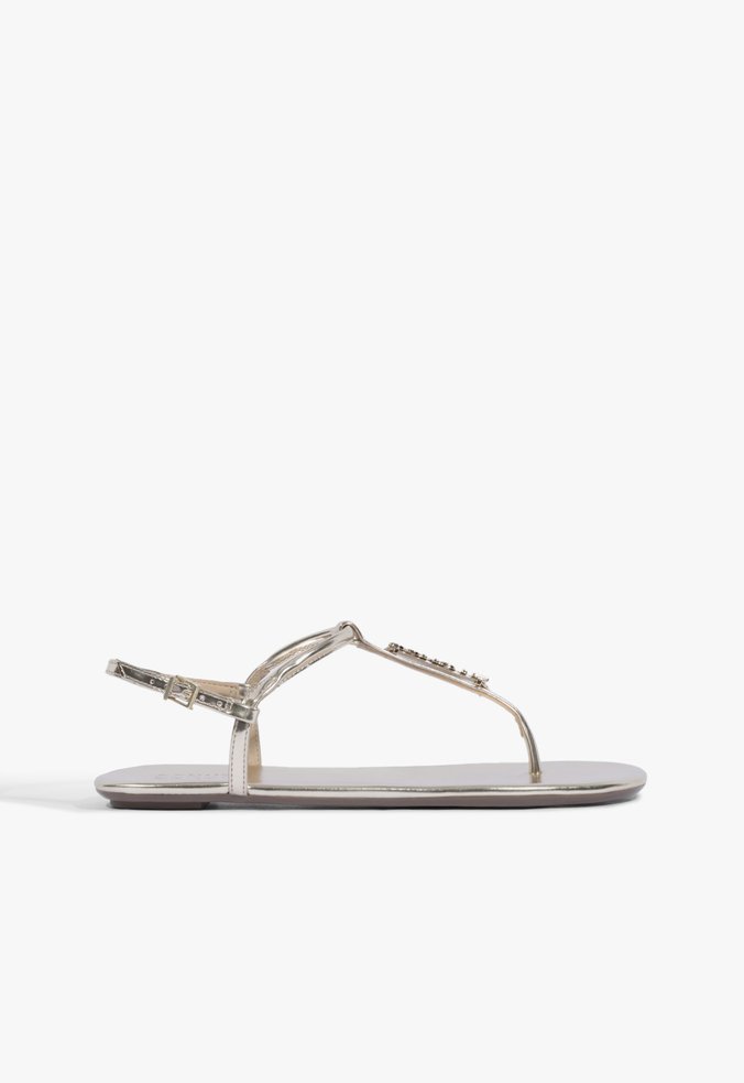 Sandália Rasteira Crystal Schutz Dourada