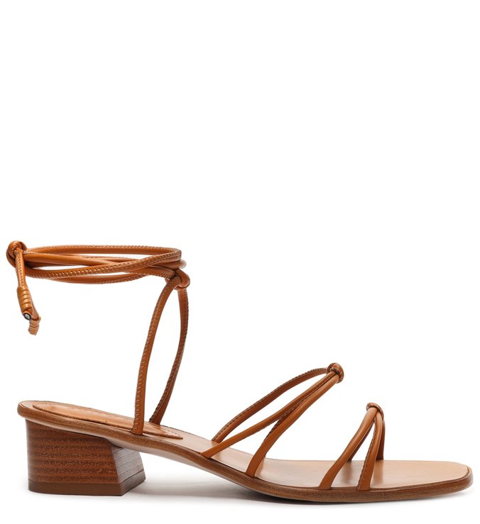 Sandália Micro Block Heel Amarração Bege