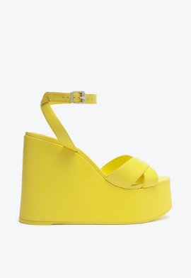 Sandália Hilda Wedge Couro Amarelo