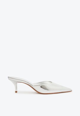 Sapato Mule Salto Baixo Prata
