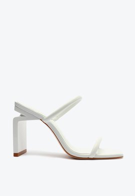 Sandália Salto Bloco Alto Couro Branca