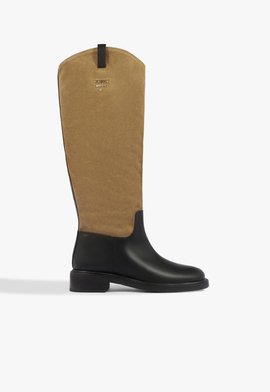 Bota Lisa Cano Longo Camurça Preta