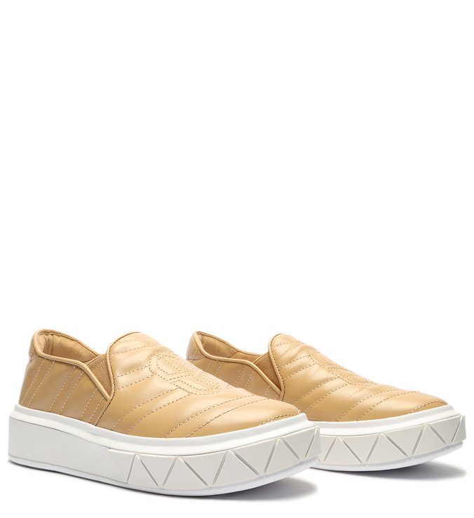 Tênis Slip On Couro Bege Tênis Slip On Couro Bege