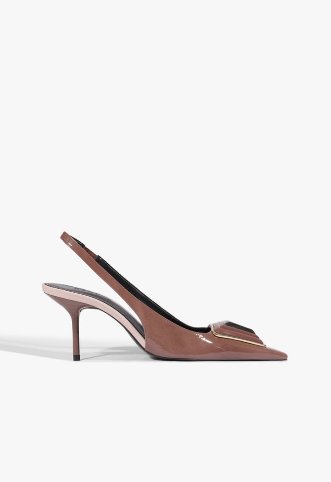 Scarpin Slingback Bellora Couro Marrom