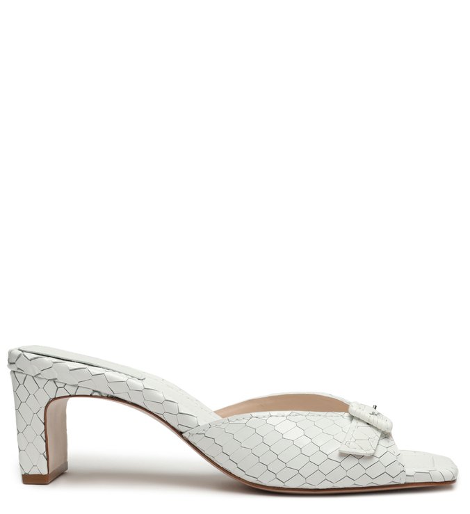 Sandália Mule Croco Retrô Branca