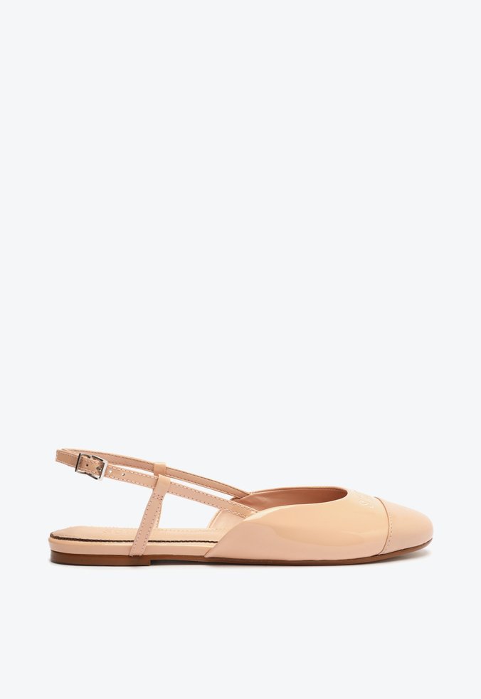 Sapatilha Slingback Logomania Couro Rosa Claro