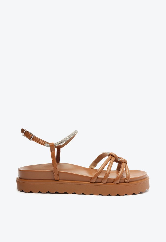 Sandália Papete Aylin Sporty Brilho Marrom