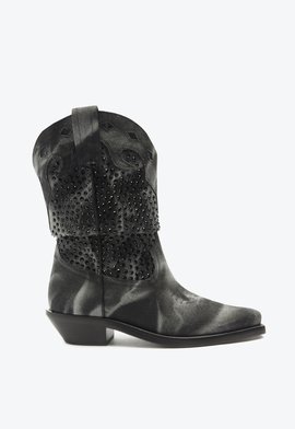 Bota Western Jeans Preta