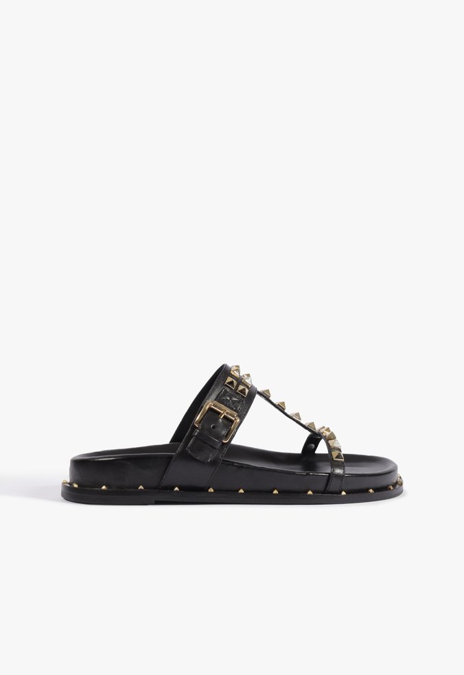 Papete Studs Couro Preta
