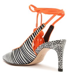 Sapato Scarpin Amarração Zebra Laranja