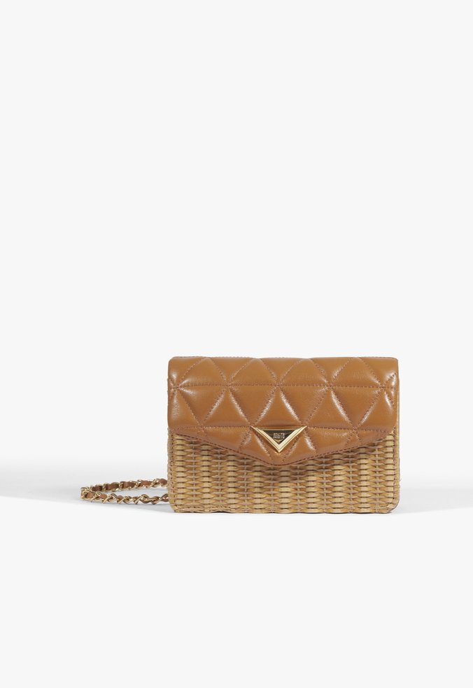 Bolsa Tiracolo 4Grls 944  Ráfia Multicolorida Marrom