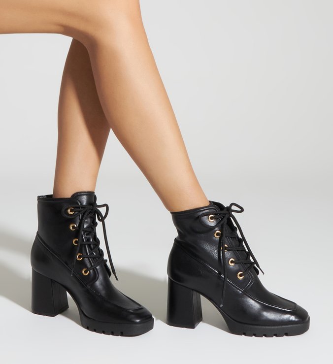 Combat Boot Block Heel Black Combat Boot Block Heel Black
