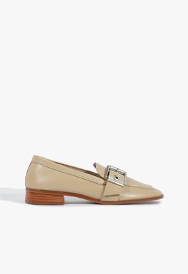 Mocassim Couro Fivela Bege