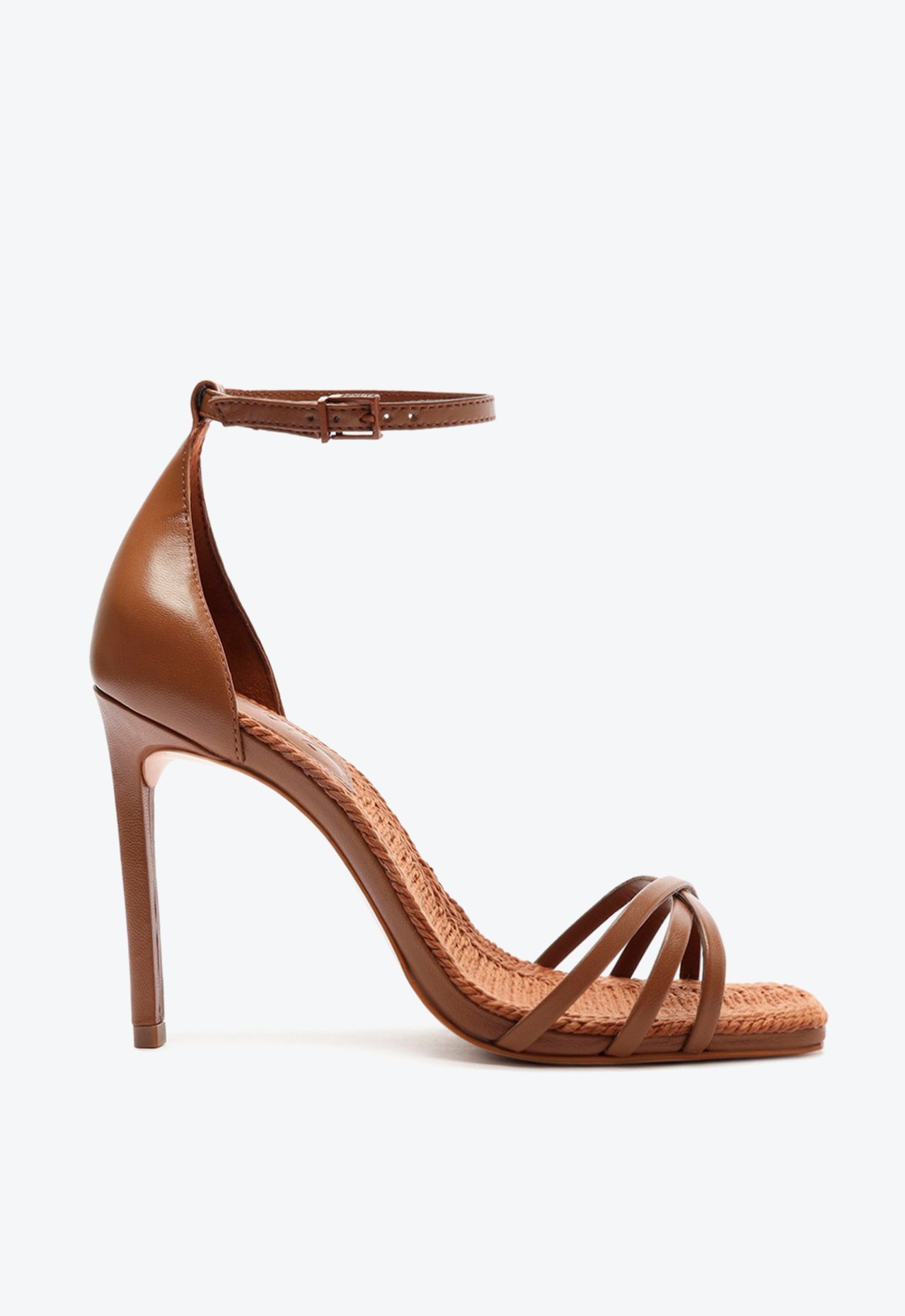 Sandalia marrom salto fino sale