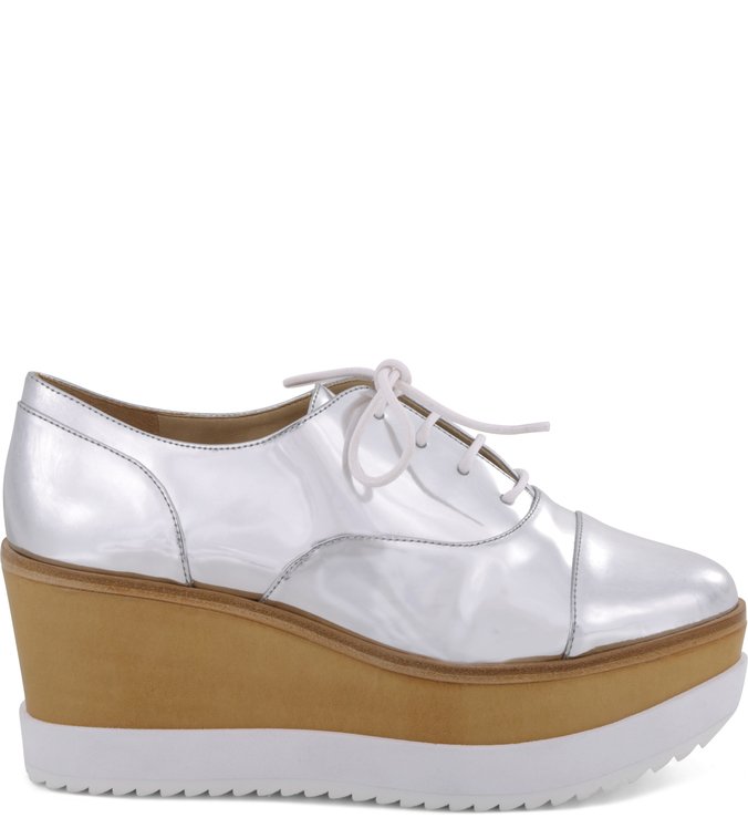 Mocassim Flatform Metalizado Prata