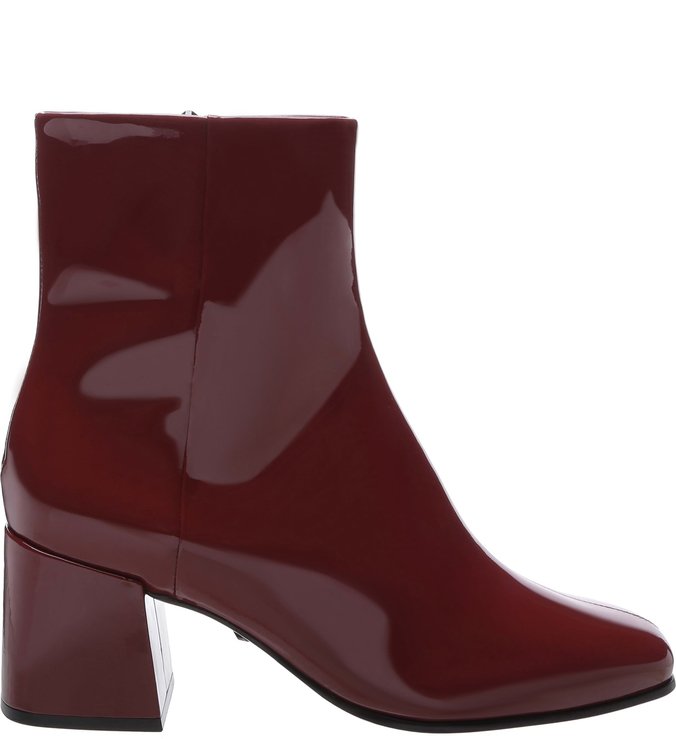 Bota Block Heel Verniz Red Brown