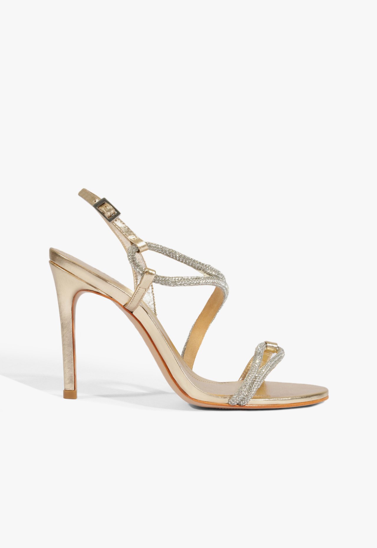 Vista 2 Sandália Glam Salto Fino Dourada | Schutz Schutz BR Dourado Schutz BR Dourado