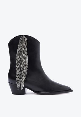 Bota Western Terry Couro Brilho Preta