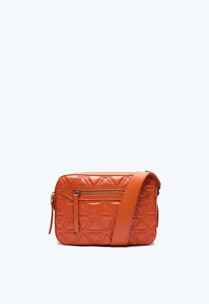 Bolsa Tiracolo Pequena Lili Couro Matelassê Laranja