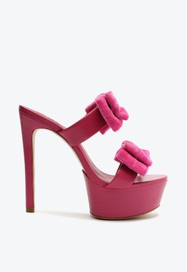 Sandália Mule Lauren Veludo Rosa