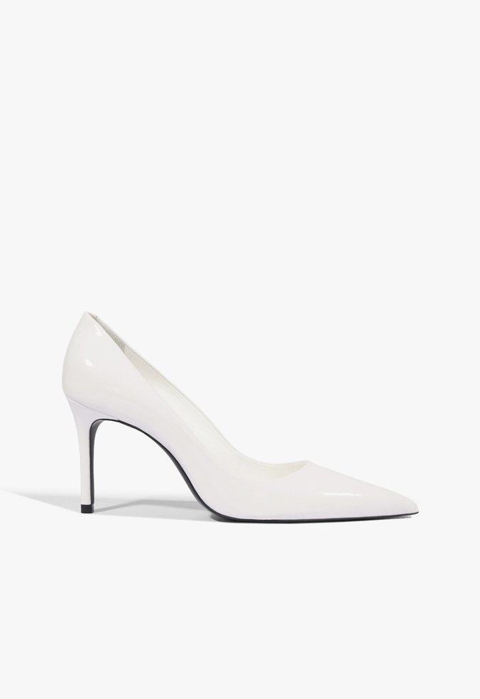 Scarpin Clara Mid  Verniz Couro Branca