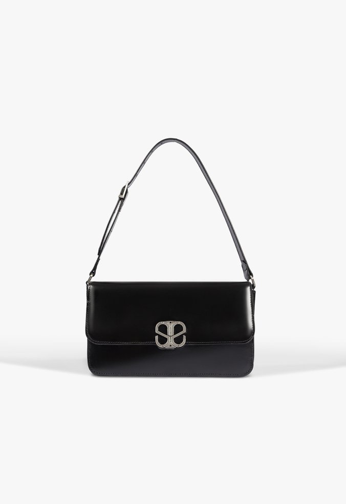Bolsa Tiracolo Shoulder Brooke Pequena Couro Preta