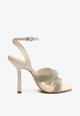 Sandália Salto Alto Gabriela Brilho Branca