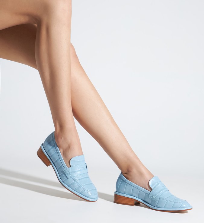 Schutz x Ginger Mocassim Croco Blue Schutz x Ginger Mocassim Croco Blue