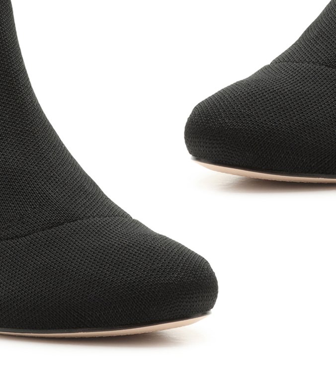Bota Salto Bloco Knit Preta Bota Salto Bloco Knit Preta