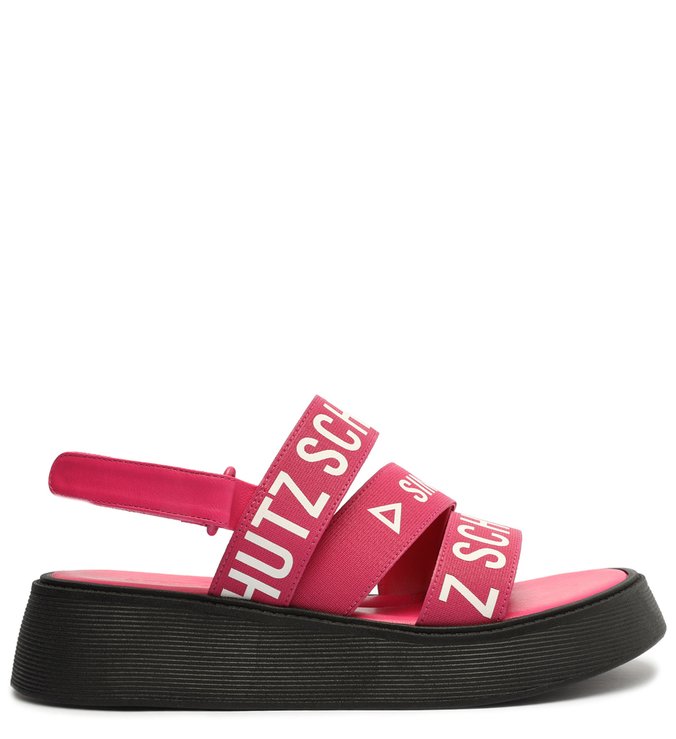 Sandália Papete Flatform Baixa Logo Rosa