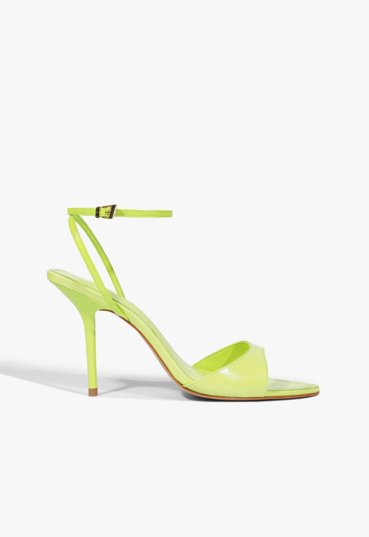 Sandália Salto Elodie Buckle Verniz Couro Verde | Schutz