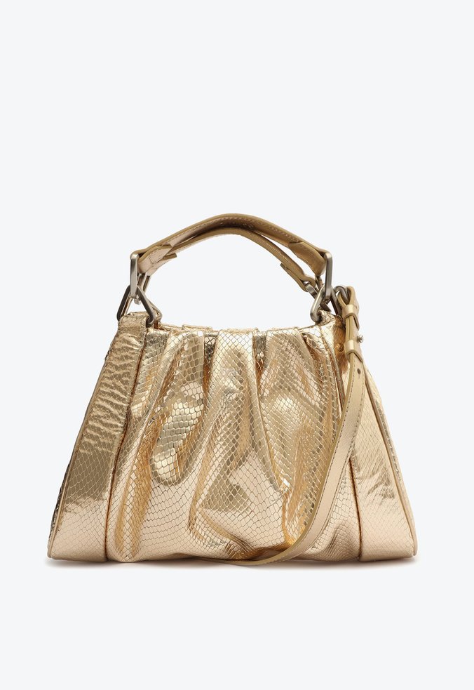 Bolsa Tiracolo Everly Couro Snake Dourada