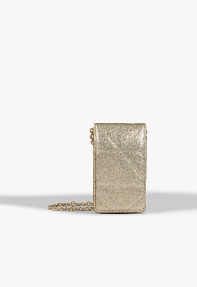 Porta Celular Couro Dourado